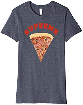 Womens "Supreme Pizza" funny graphic design T-shirt Small Heather Blue