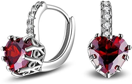 Lanaso Red Diamond Cuff Earrings Silver Clip on Stud Earrings for Women Wedding Engagement Gifts