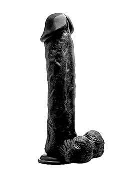 RealRock by Shots Realistic Cock - 11 inch - Dildo mit Hoden und Saugfuß - schwarz - circa 295 mm lang - diameter 63 mm