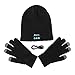 Homedeco Soft Warm Beanie Hat Wireless Bluetooth Smart Cap Headset Headphone Speaker Mic Bluetooth Hat with Touchscreen Gloves (Black)