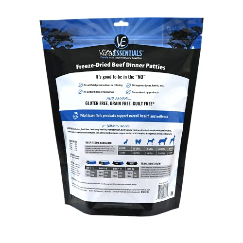 Vital Essentials FreezeDried Beef Dinner Patties Dog Food, 14 oz