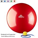Black Mountain Products Static Strength Exercise Stability Ball with Pump, Red, 85cm/2000 lb