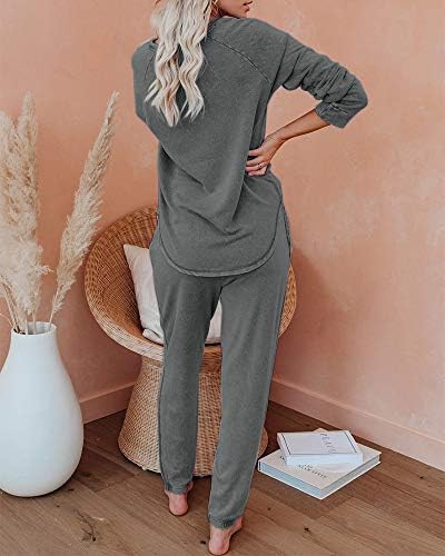 Eurivicy Women's Solid Sweatsuit Set 2 Piece Long Sleeve Pullover and Drawstring Sweatpants Sport Outfits Sets 3 Eurivicy Women's Solid Sweatsuit Set 2 Piece Long Sleeve Pullover and Drawstring Sweatpants Sport Outfits Sets