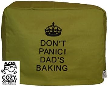 CozyCoverUp for Kenwood Food Mixer Dust Cover "DON'T PANIC" Black Embroidered Cotton (Kenwood Patissier)