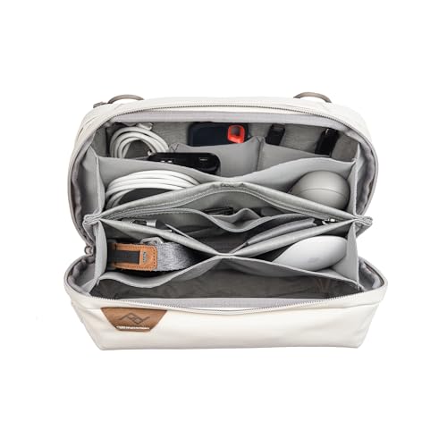 Peak Design Tech Pouch, Bone, Electronics Organizer for Travel or Everyday Carry, Origami-Style Storage, Cable Pass-Through, Weatherproof Recycled Nylon, Gear Carry Bag for Men and Women