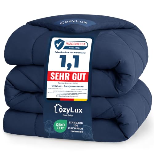 CozyLux Bettdecke 220x240 cm Marineblau für 4 Jahreszeiten