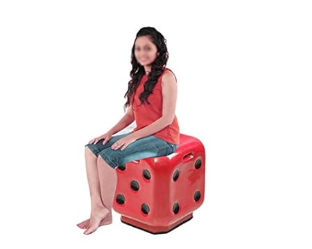 STOOL DICE RED DICEFOR STUDIO Premium FIBER Material UNBREAKABLE Durable Dice Sitting Stool (FIBER) For Living Room/Home/Office/Outdoor Stool With Anti-Skid Rubber| Stool With Sturdy compact and stylish.