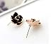 LovEnter Black Rose Flower with 18K Yellow Gold Plated Edge Stud Earrings