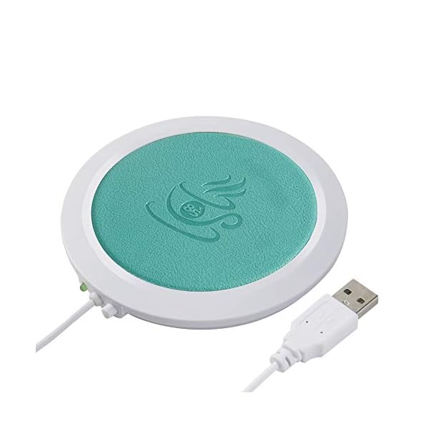 FORNORM USB Cup Mug Warmer, PU Leather USB Cup Heater USB Coaster Warmer Beverage Heater for Home USE Office, Blue