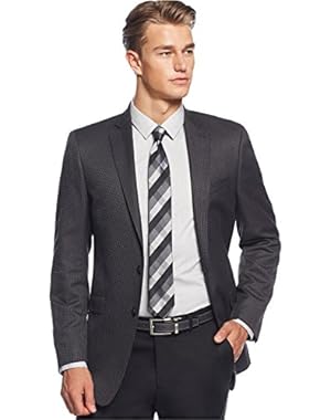 Calvin Klein Slim Fit Black Grey Pindot Tw oButton New Men's Sport Coat