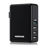 Quick Charge 2.0, Poweradd 40W 4-Port USB Wall Charger with Quick Charge 2.0 Output, PowerPort 4 USB Adapter with Foldable Plug for iPhone SE / 6s / 6 / 6 Plus, iPad Air 2 / Pro, Samsung Galaxy S7 / S6, Note 5, LG G5 and More