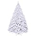 Goplus White Artificial Christmas Tree, 9ft Premium Unlit Hinged Spruce Full Tree, with Metal Stand, Easy Assembly, for Indoor and Outdoor Use