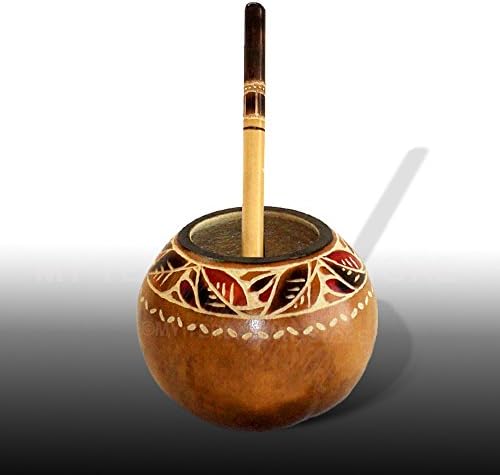 Artisan Leaf Yerba Mate Gourd And Bamboo Bombilla