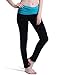 HDE Women's Maternity Yoga Pants Pregnancy Stretch Fold Over Lounge Leggings (Black with Teal, Large)