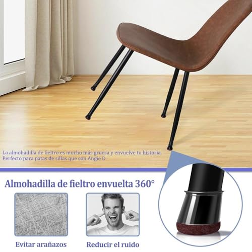 Ansible 16 Piezas Protectores para Patas de sillas, Silicona Antideslizantes para Muebles，Protección el Suelos Duros，Almohadilla de Fieltro，Protección Integral, Negro Pequeño(Ajuste 14-20mm)