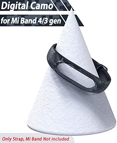 MOBiZAFS Silicone Camouflage Army Style Band Strap for Xiaomi Mi Band 3 (Digital Grey Camouflage Army)