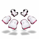 Kids Protective Gear SKL Knee Pads for Kids Knee and Elbow Pads with Wrist Guards 3 in 1 for Skating Cycling Bike Rollerblading Scooter (Red, [Upgraded Version 3.0])