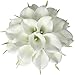 Luyue 20 Pcs White Fake Calla Lily Artificial Flowers Bridal Wedding Bouquet Latex Real Touch Flower Home Kitchen Office Decor-Pure White
