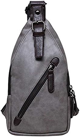 Amarte Men's Leather Sling Bag Water Resistant Crossbody Bag Casual Chest Shoulder Backpack Gray