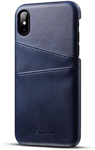 Apple iphone X Cell Phone Protective Case for Men and Women,Back Cover Cases with Credit Card Holder (Blue)