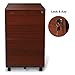 Aurora FC-103RT Modern Soho Design 3-Drawer Metal Mobile File Cabinet with Lock Key/Fully Assembled, Metallic Charcoal/Red Teak