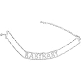 Hopodix Rhinestones Choker Necklace BABYBABY Letter Choker Sparkly Crystal Necklace Chain Collar Chokers Valentine gifts for Women Valentine jewelry