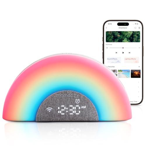 Momcozy Baby Sound Machine & Night Light – White Noise Machine with App Control, Sunrise Alarm, 34 Soothing Sounds – Sleep Trainer for Newborns & Toddlers, Travel Nursery Essential