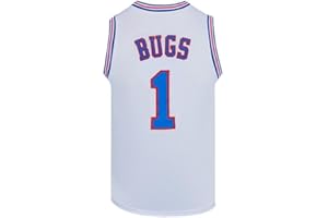 Langsed Mens Bugs #1 Space Movie Jersey Hip Hop Halloween Basketball Jerseys White/Black/Red S-3XL