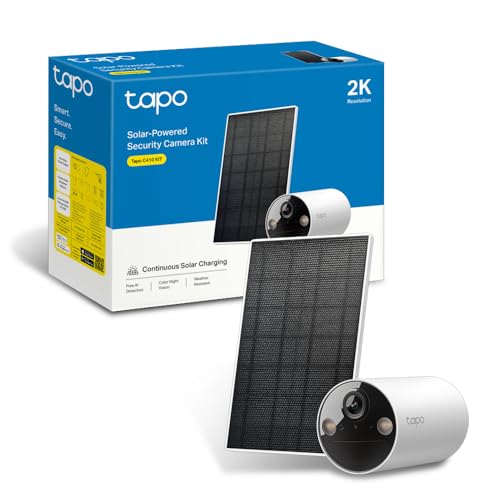 C410 KIT 2K(3MP) Caméra de Surveillance WiFi Extérieure sans Fil Solaire, Autonomie permanente de la Batterie, Personne Détection, Vision Nocturne en Couleur, IP65 Etanche, Aucune hub requis
