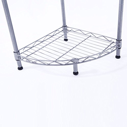 image for Byya XM-243S 4-Tier Bathroom Wire Corner Shelving Unit,Sturdy and Adju