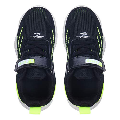 Vivay Girls Tennis Shoes Mesh Breathable Athletic Running Sneaker for Boys Girls Black Yellow Size 3 Little Kid