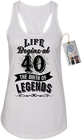 Custom Apparel R Us Life Begins at 40 Womens Racerback Tank