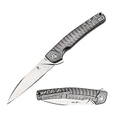 KIZER Cutlery Folding Pocket Knives Flipper Knife Frame Lock Gray Titanium Handles Tactical EDC Knife, TomCat Splinter Ki3457A1