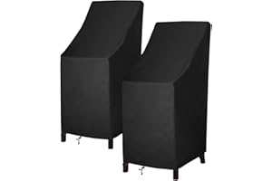 MAVINCHER Stackable Patio Chair Covers, High Back Outdoor Chair Covers, 600D Heavy Duty Waterproof Lawn Outside Barstool Furniture Covers,Fits for 4-6 Stackable Dining Chairs,27"W x 27"D x 49"H,2 Pack
