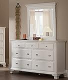Roundhill Furniture Laveno 012 White Wood 7-Drawer Dresser and Mirror