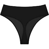 Bellecarrie High Waisted Thong Bikini Bottoms Rave | Breathable stretch fabric, tummy-control high rise, cheeky back coverage, ideal for pool party, rave wear