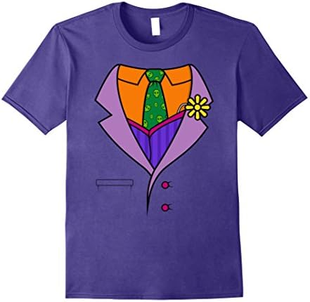Mens Fake Tuxedo Suit with Green Tie and Practical Joker Flower Medium Purple