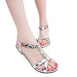 Womail Summer Atificial Diamond Weave Clip Toe Sandals Beach Shoes