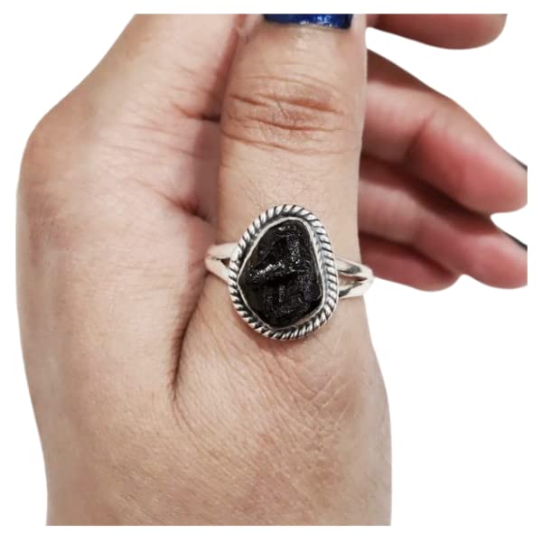 Photo 1 of Natural Black Tourmaline Ring, Rough Tourmaline Ring, October Birthstone, Bohemian Ring, 925 Sterling Silver, Womens Ring, Christmas, Handmade, Statement Jewelry, Raw Gemstone Jewelry (6)