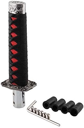 TOOOPFU Universal Katana Shift Knob Samurai Sword Gear Shifter with 4 Adapters Compatible with Manual Cars Most Automatic Cars 156MM Handle Black+Red: Automotive