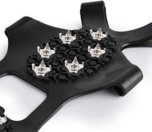 Pozlle Ice Grips,Updated VersionIce & Snow Grips Cleat Over Shoe/Boot,Traction Cleat Rubber Spikes Anti Slip 10 Steel Studs Crampons Slip-on Stretch Footwear (Large(Women 10-13 / Men 8-11))