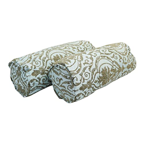 20-Inch By 8-Inch Double-Corded Patterned Jacquard Chenille Bolster Pillows With Inserts (Set Of 2)  9814-Cd-S2-Jch-Co-32