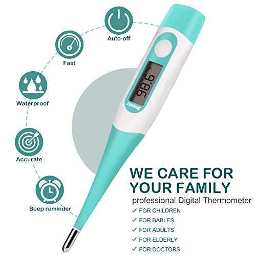 JUNING Digital Medical Thermometer - Oral, Rectal and Axillary Thermometer Temperature Fast Reading Easy and Accurate Oral Thermometer for Baby, Children and Adults with Fever Indicator
