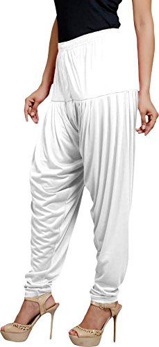 trigger women's viscose cotton patiala pant(white)