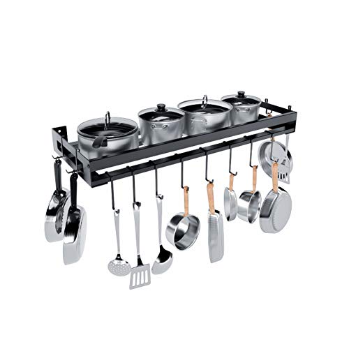 KES Pot Rack Wall Mounted 30 Inch with 14 Hooks Hanging Pot Rack Pan