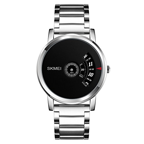 SKMEI Fashion Men Military Quartz Watch Waterproof Full Steel Watch (Black & Silver)