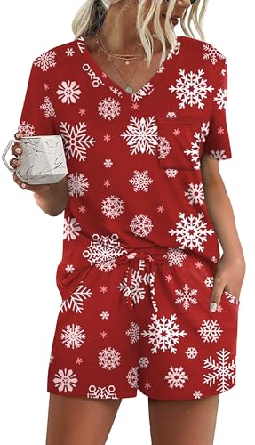 RUBZOOF Christmas Pajamas for Women Shorts Set
