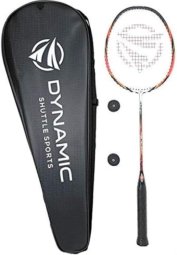 Dynamic Shuttle Sports Ares Red 68 Premium Carbon Fiber Indoor/Outdoor Professional Badminton Racket with Cover - for Both Offensive and Defensive Players, Good for All Levels…