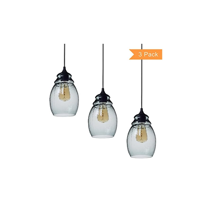 Casamotion Pendant Light Handblown Glass Drop Hanging Light, Glass Bell