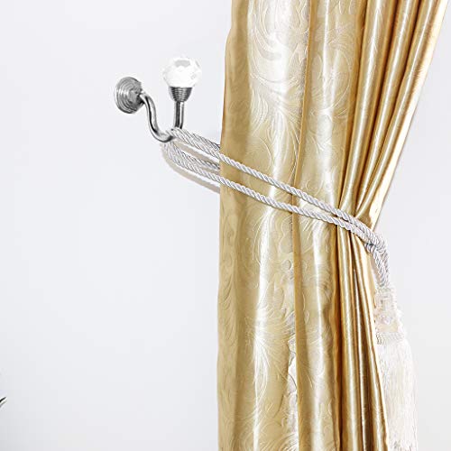Ymeibe Crystal Wall Decorative Tiebacks Window Drapery Curtain Holdbacks with Crystal Beads Drapery Tassel Curtain Rope 2 PCS(Crystal Ball/Sliver)